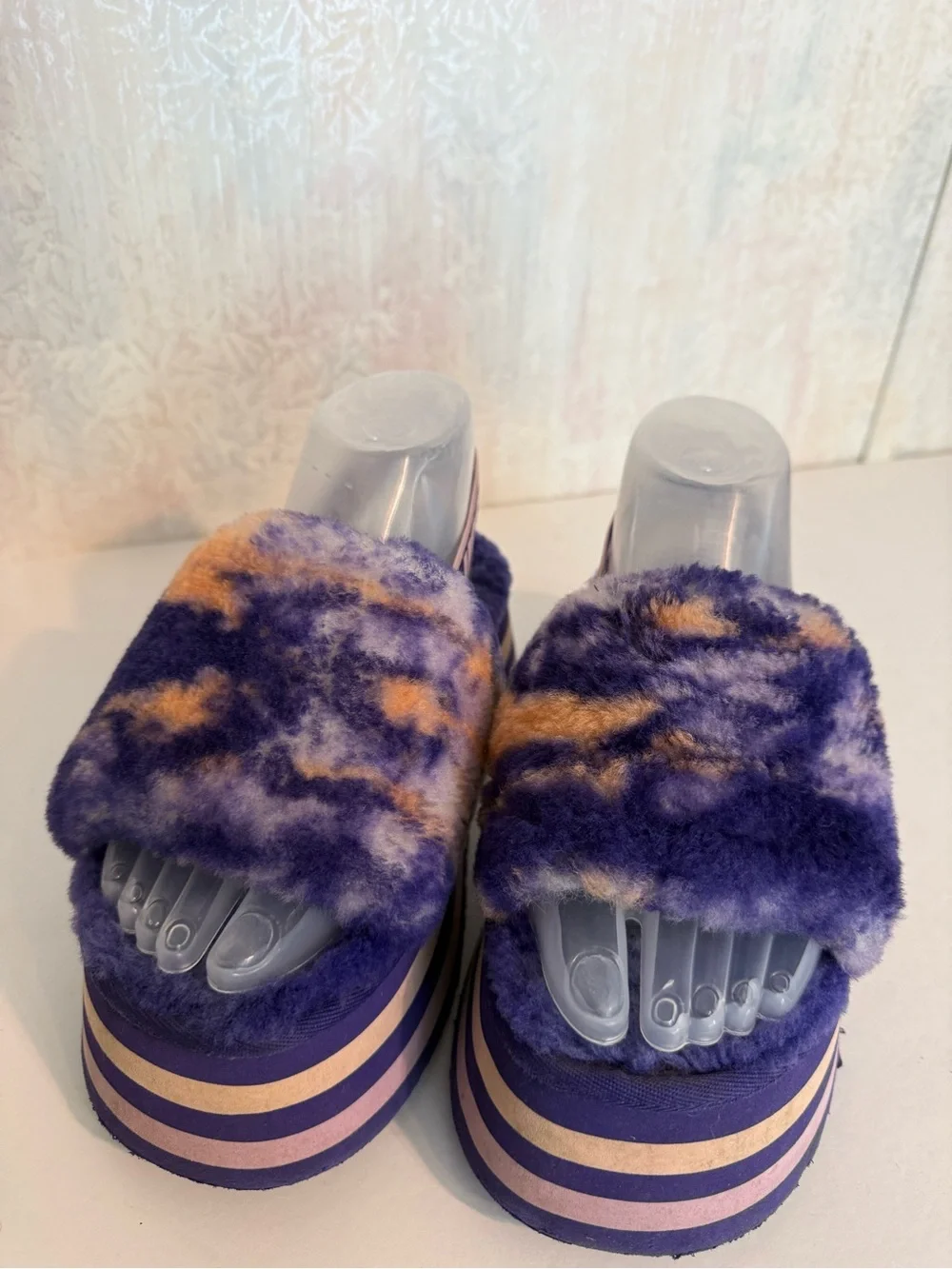 UGG Women's Platform Disco Marble Shearling Slide Sandal Violet Night, Comfy 7